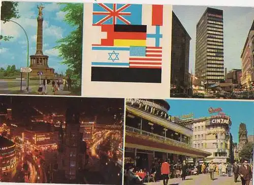 x14875; Berlin. Siegessäule. Europa Center, City bei Nacht.