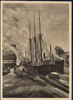 x15137; Oestreicher, Oskar. Danziger Hafen. Haus der Deutschen Kunst Nr. 418.