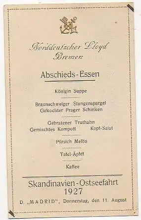x15527; Abschieds Essen. Skandinavien Ostseefahrt 1927. D. Madrid.