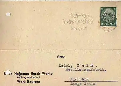 x15595; Firmenkarten; Bautzen Linke Hoffmann Busch Werke. Aktiengesellschaft