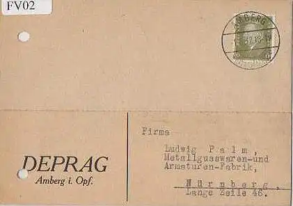 x15602; Firmenkarten; Amberg i. Oberpf.. DEPRAG.