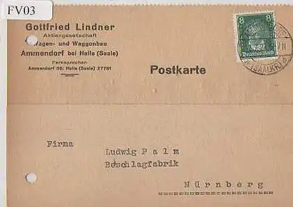 x15603; Firmenkarten; Ammendorf bei Halle ( Saale). Gottfried Lindner/ Aktiengesellschaft. Wagen Waggonbau.