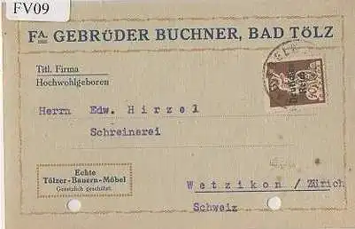 x15609; Firmenkarten; Bad Tölz. Fa.Gebrüder Buchner. Echte Tölzer Bauern Möbel