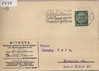 x15619; Firmenkarten; Berlin. Mitropa. Mitteleuropäsche Schlafwagen und Speisewagen