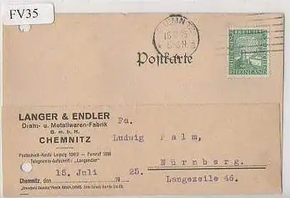 x15635; Firmenkarten; Chemnitz. Langer&Endler. Draht und Metallwaren Fabrik GmbH.