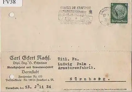 x15638; Firmenkarten; Darmstadt. Carl Eckert Nachf. Metallgießerei und Armaturenfabrik