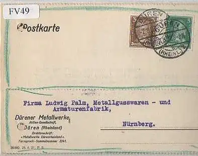 x15649; Firmenkarten; Düren. Dürner Metallwerke. Aktiengesellschaft
