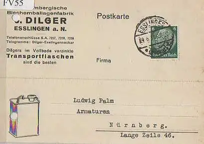 x15655; Firmenkarten; Esslingen a.N.. J.Dilger. Würtembergische Blechemballagenfabrik