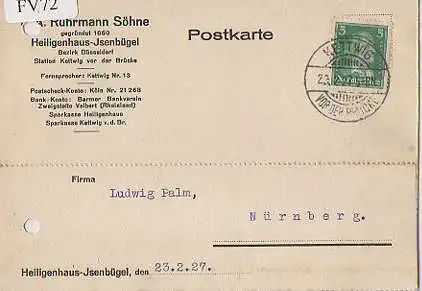 x15672; Firmenkarten; Heiligenhaus Jsenbügel (Bezirk Düsseldorf) . J.A.Ruhrmann & Söhne