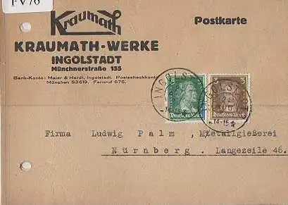 x15676; Firmenkarten; Ingolstadt a.D.. Kraumath Werke