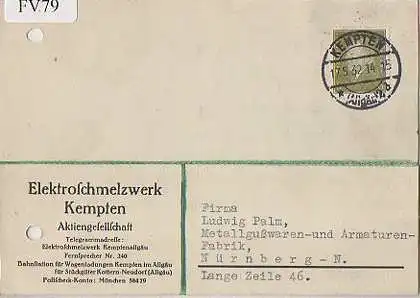 x15679; Firmenkarten; Kempten. Aktiengesellschaft. Elektroschmelzwerk