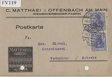 x15719; Firmenkarten; Offenbach a.M.. C.Matthaei. Riemenverbinder Fabrik