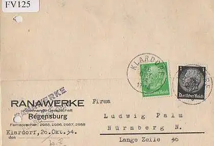 x15725; Firmenkarten; Regensburg. Ranawerke. Kommandit Gesellschaft
