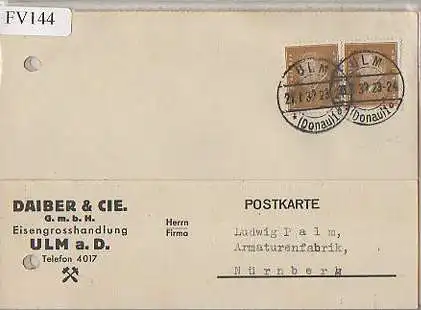 x15744; Firmenkarten; Ulm. Daiber & Cie GmbH.. Eisengrosshandlung