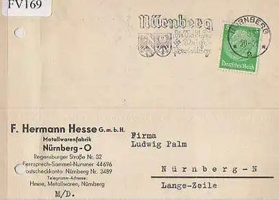 x15769; Firmenkarten; Nürnberg O .F. Hermann Hesse GmbH Metallwarenfabrik