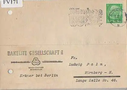 x15771; Firmenkarten; Erkner bei Berlin. Bakelite GmbH