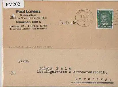 x15802; Firmenkarten; München Paul Lorenz Großhandlung Sanitärer Wasserleitungsartikel