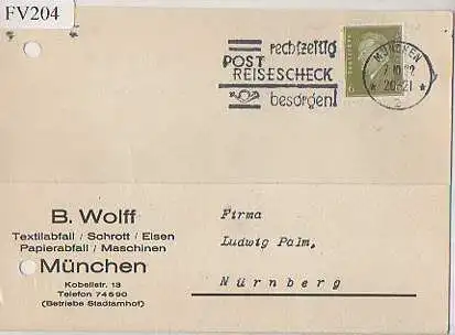 x15804; Firmenkarten; München B. Wolff Textilabfall Schrot Eisen Papierabfall Maschinen