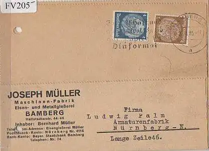 x15805; Firmenkarten; Bamberg Joseph Müller Maschinen Fabrik, Eisen und Metallgießerei