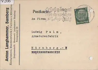 x15806; Firmenkarten; Bamberg Anton Langhammer Eisengiesserei , Maschinenfabrik f. Turbinen
