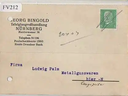 x15812; Firmenkarten; Nürnberg. Georg Bingold Tafelgrosshandlung