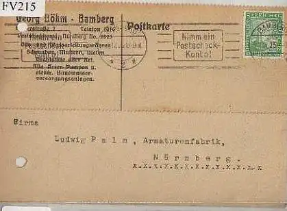 x15815; Firmenkarten; Bamberg. Georg Böhme Gas und Wasserleitungsröhren, Schrauben Muttern ..