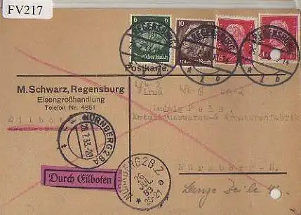 x15817; Firmenkarten; Regensburg, Schwarz M. Eisengroßhandlung