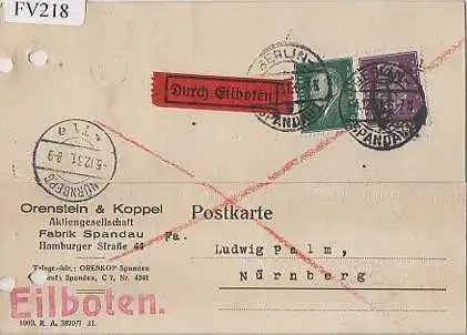 x15818; Firmenkarten; Berlin Spandau Orenstein & Koppel AG