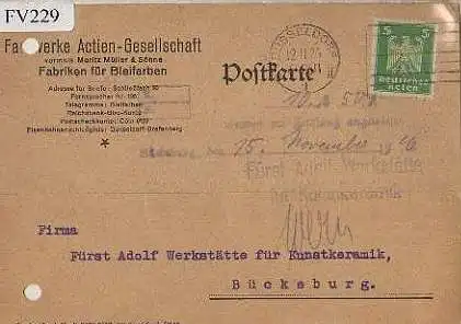 x15829; Firmenkarten; Düsseldorf Fachwerke AG Fabriken für Bleifarben