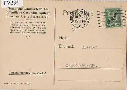 x15834; Firmenkarten; Dresden Staatliche Landesstelle für öffentliche Gesundheitspflege
