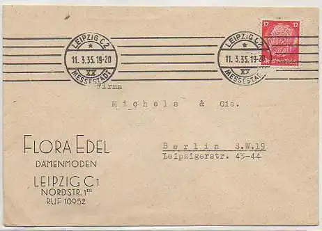 x15840; Firmen Brief; Leipzig C1 Flora Edel Damenmoden