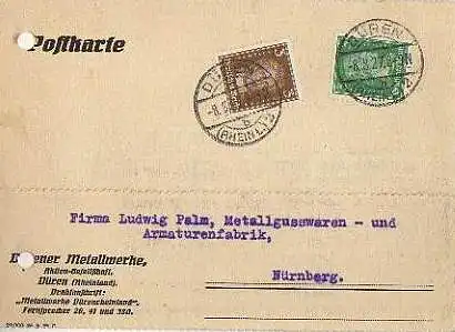 x15845; Firmenkarten; Düren. Dürner Metallwerke. Aktiengesellschaft