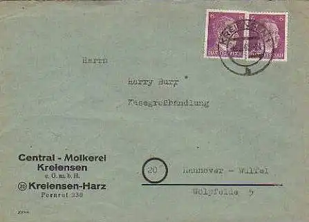 x15860; Firmen Brief; Kreiensen Harz. Central Molkerei Kreiensen e. GmbH.
