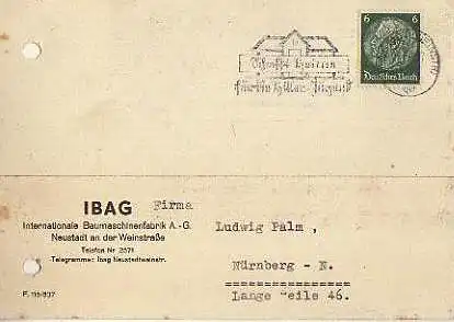 x15875; Firmenkarten; Neustadt a.d.Weinstraße. JBAG. internationale Baumaschinenfabrik