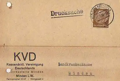 x15921; Firmenkarten; Minden i. W. Kassenarzt . Vereinigung Deutschlands