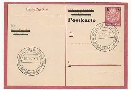 x16042; Funk Stempel: 1 Tagung des Ausschusses für den Fernmeldedienst; Wien 01.09.1943
