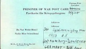 x16067; Kriegsgefangenepost: Vordruckkarten deutsche Gefangene nach Deutschland.Aus Italien.