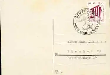 x16077; Stempel Garten: Stuttgart Stadt der Auslandsdeutschen; Reichsgartenschau 1939; Stuttgart :31.05.1939. Mi693 EF