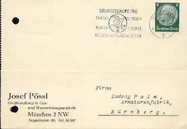 x16096; Tag der Deutschen Kunst. Grundsteinlegung Neuer Glaspalast München. München 1933 (gelocht).