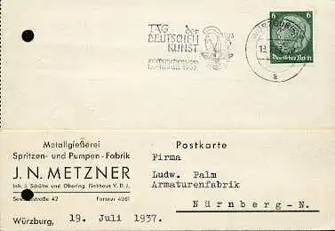 x16099; Tag der Deutschen Kunst München 1939 Würzburg 19.7.37. (gelocht
