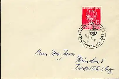 x16109; Messe Stempel: Wiener Frühjahrsmesse 1941. Wien 16.03.1941 Mi770. Auf Brief