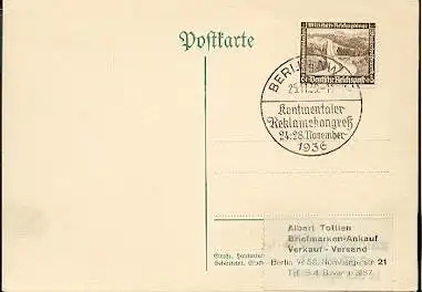 x16119; Messe Stempel: Kontinentaler Reklamekongress 24 bis 28. November 1936; .Berlin NW; 25.11.1930,