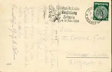 x16122; Messe Stempel: Leipzig C2 Messestadt 7.6.39, 5 Reichsnährstands Ausstellung 4