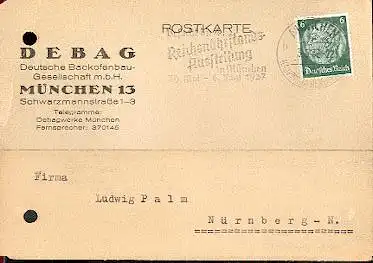 x16123; Messe Stempel: Besucht die 4 Reichsnährstands Ausstellung in München 30.Mai 6 1937 Juni München 3.5.37.