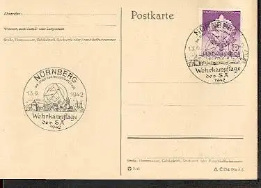 x16175; NS Zeit: Wehrkampftage der SA 1942. Die Stadt der Reichsparteitagen. Nürnberg. 13.9.1942, Mi818.