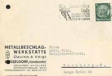 x16259; NS Zeit: Schaffendes Volk. Reichsaustellung Düsseldorf 1937 Mai Oktober. Düsseldorf 01.6.37.