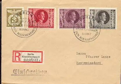 x16276; NS Zeit: Unser Führer bannt den Bolschewismus. Berlin 20.4.1943.Mi830+844+847+848