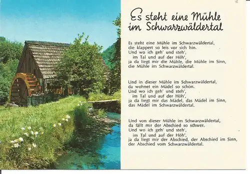 Es steht eine Mühle im Schwarzwäldertal