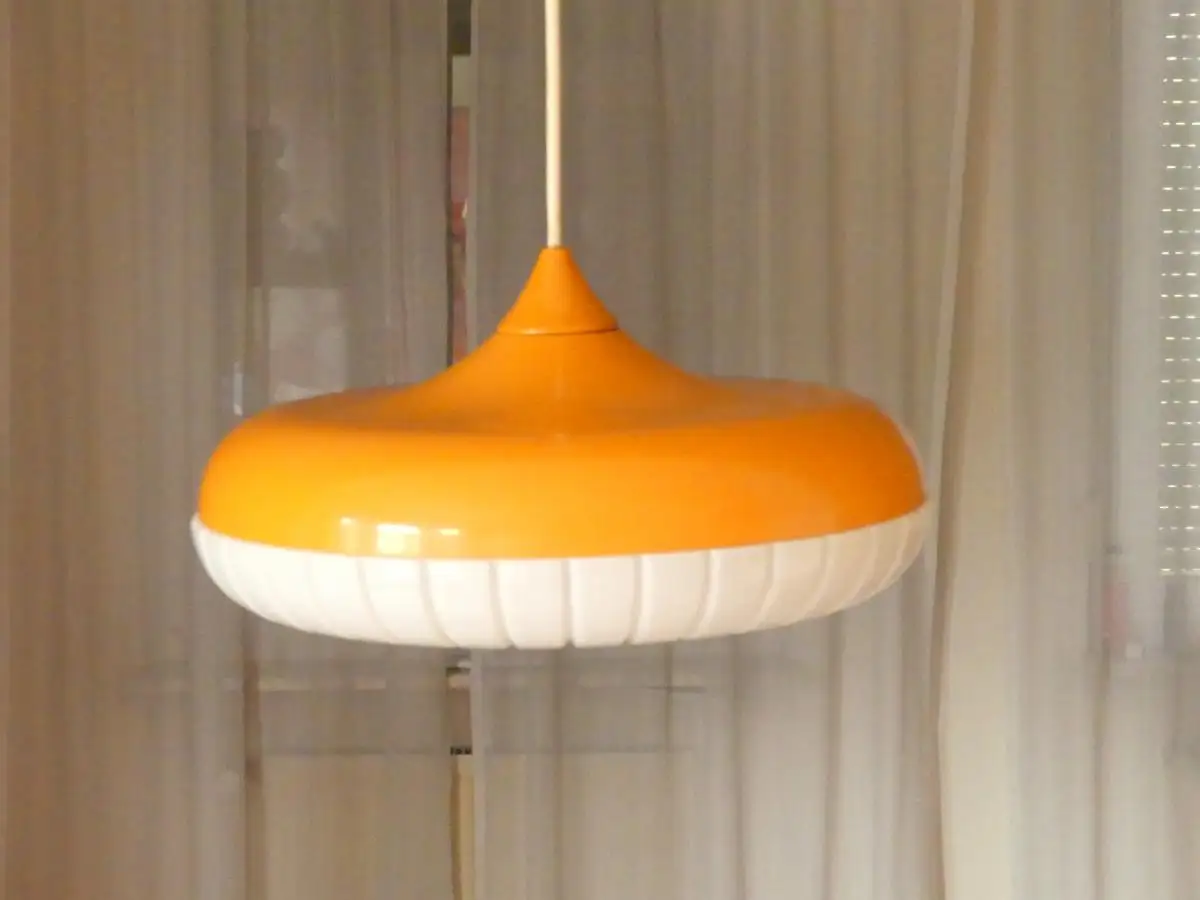 Siemens Siform Hängelampe Deckenlampe 70er Jahre orange 2