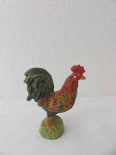 Hahn cock Hausser Elastolin Massefigur Bauernhof 20er/30er Jahre   gemarkt Germany